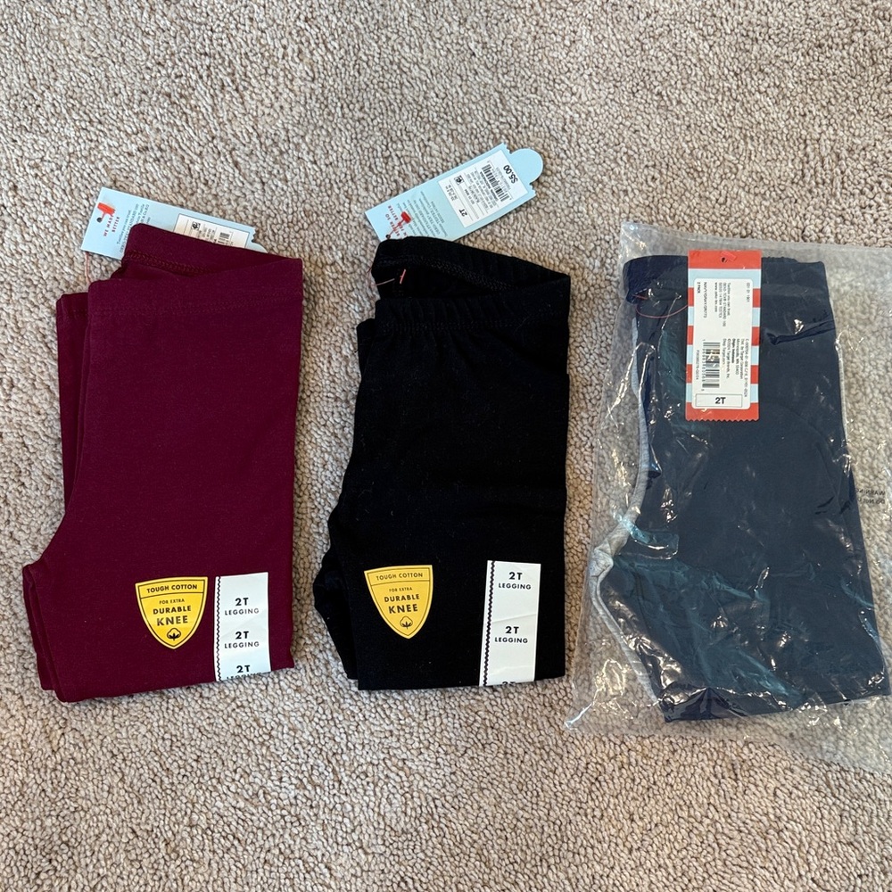 Toddler Girl 2T Cat & Jack Leggings and Short Bundle Black, Navy, Gray, Burgundy